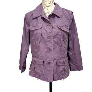 Vintage 00s Sigrid Olsen Women's Purple Casual Chore Jacket Cotton Blazer Sz 10